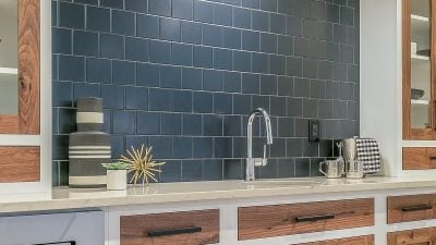 kitchen backsplash installation blue tile